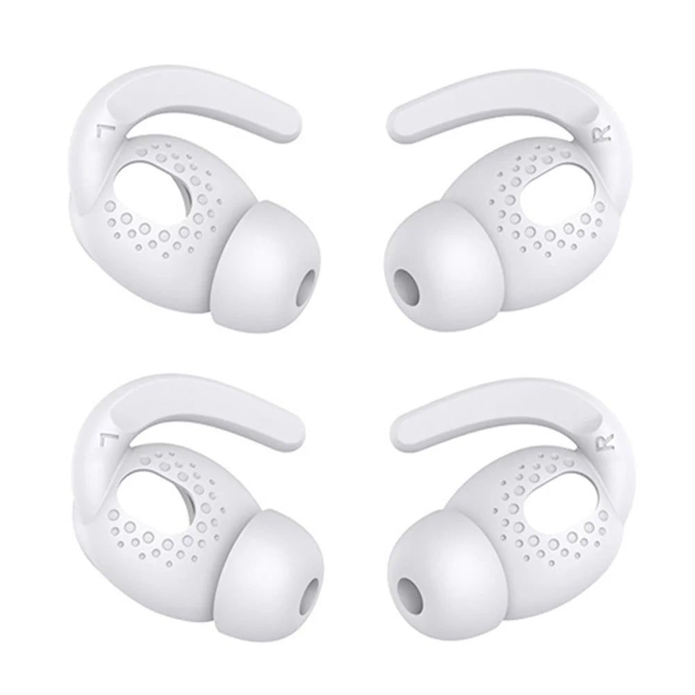 AHASTYLE PT40 2 Pairs S Size Anti-lost Earhook Eartips for Apple AirPods 3, Soft Silicone Anti-slip Earbuds Sleeve Earphone Eartips - White - 1