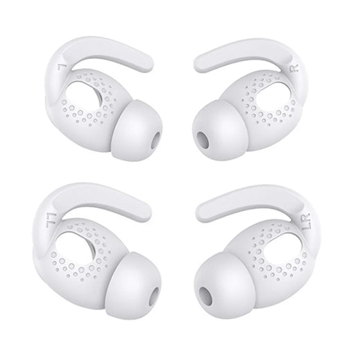 AHASTYLE PT40 2 Pairs S+L Size Eartips for Apple AirPods 3, Bluetooth-compatible Earphone Anti-lost Earhook Silicone Earbuds Sleeve - White - 1