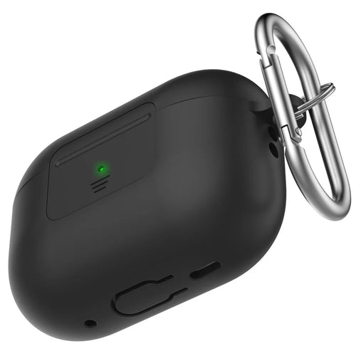 AHASTYLE WG108 Silicone Case for AirPods Pro 2 Case Cover Anti-Fall Integrated Bluetooth-compatible Headset Protector with Strap, Hook - Black - 1