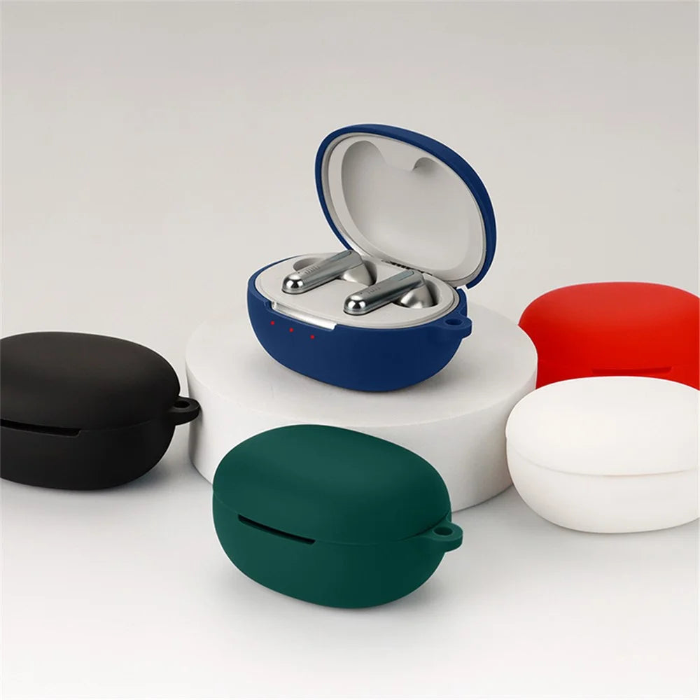 For JBL T280TWS NC2 Wireless Bluetooth-compatible Earphones Soft Silicone Cover Anti-drop Case with Anti-lost Buckle - Dark Blue - 3