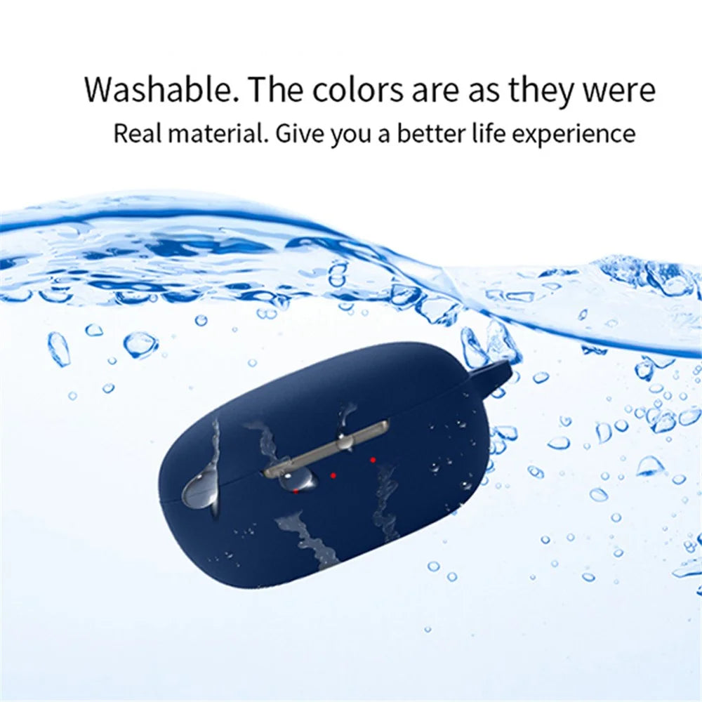 For JBL T280TWS NC2 Wireless Bluetooth-compatible Earphones Soft Silicone Cover Anti-drop Case with Anti-lost Buckle - Dark Blue - 4