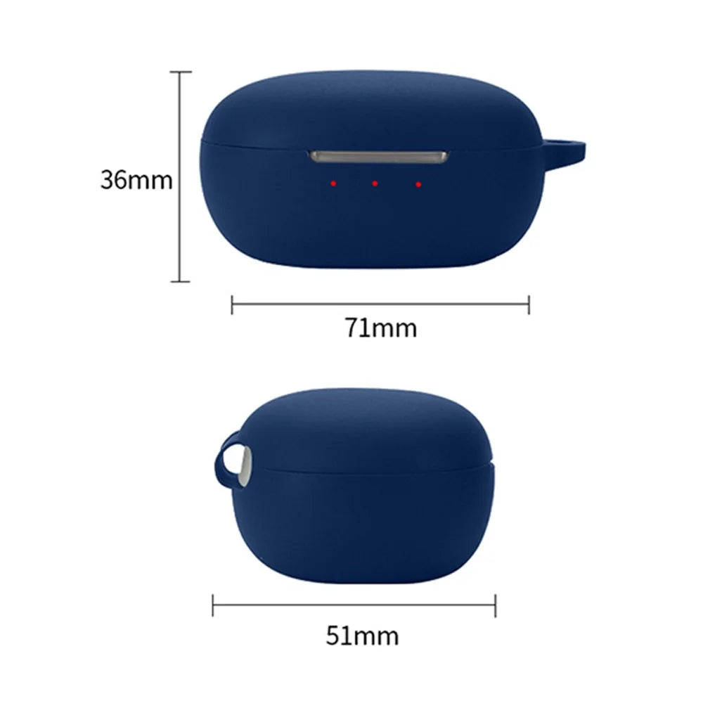 For JBL T280TWS NC2 Wireless Bluetooth-compatible Earphones Soft Silicone Cover Anti-drop Case with Anti-lost Buckle - Dark Blue - 5