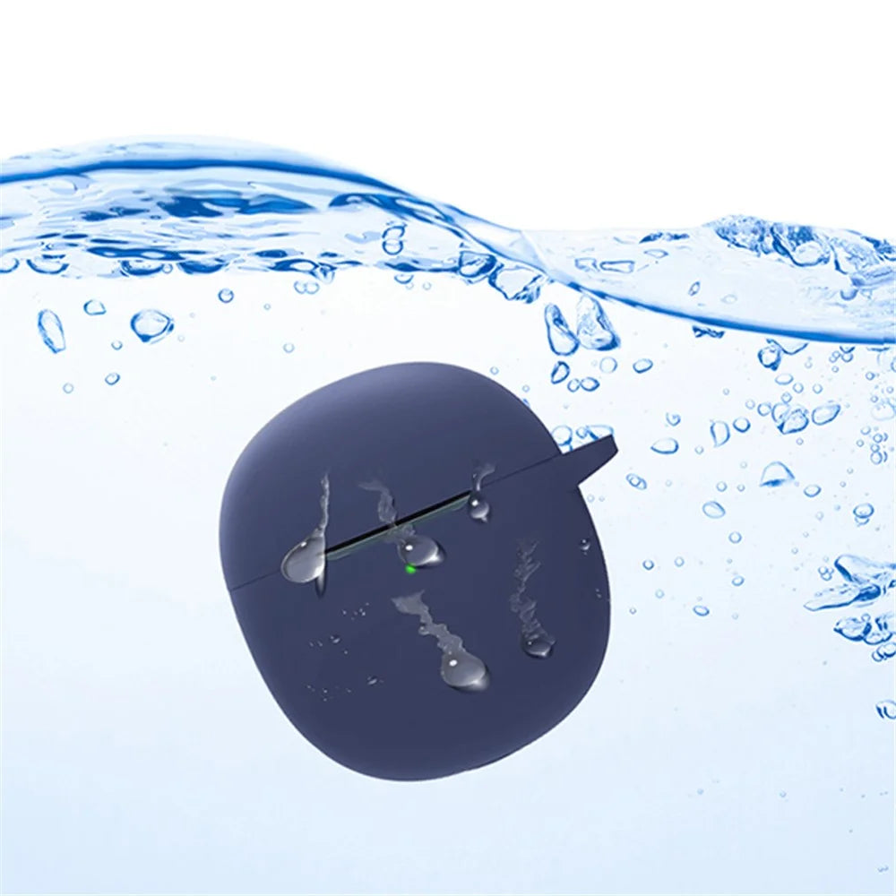 Soft Silicone Cover for vivo iQOO TWS Air True Wireless Bluetooth-compatible Headphones Protective Case with Anti-lost Buckle - Dark Blue - 2