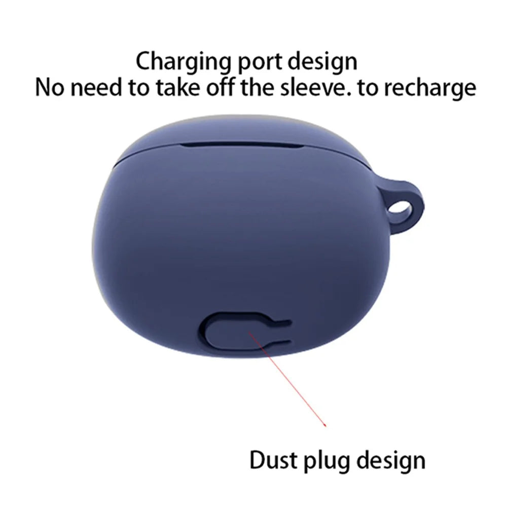 Soft Silicone Cover for vivo iQOO TWS Air True Wireless Bluetooth-compatible Headphones Protective Case with Anti-lost Buckle - Dark Blue - 3