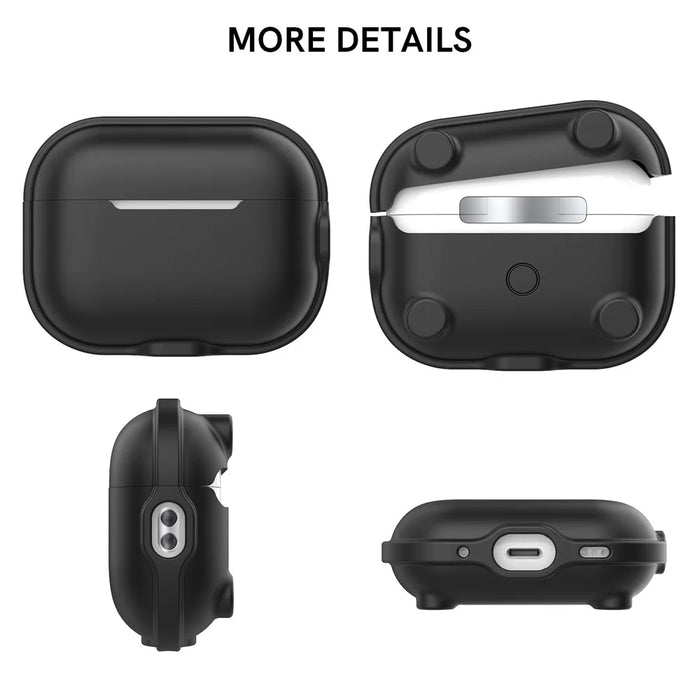 AHASTYLE WE15 Silicone Cover for AirPods Pro 2 Case Magnetic Wireless Charging Headset Protective Case with Strap - Black - 7