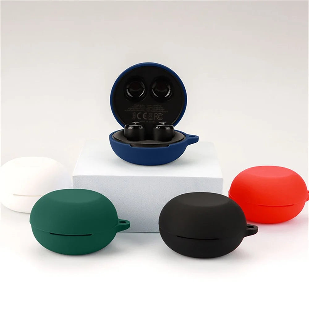 Dust-proof Wireless Bluetooth-compatible Earphones Case for Oraimo Airbuds 3, Soft Silicone Cover with Anti-lost Buckle - Dark Blue - 2