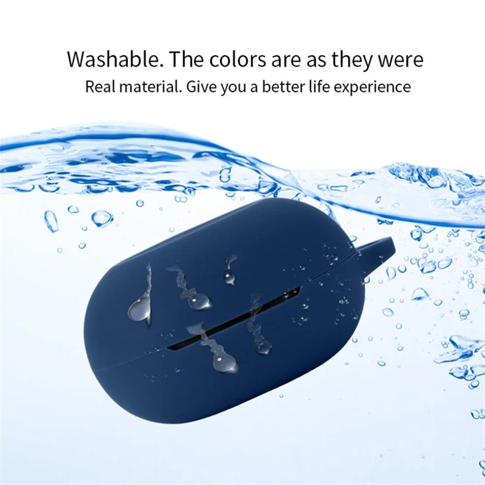 Dust-proof Wireless Bluetooth-compatible Earphones Case for Oraimo Airbuds 3, Soft Silicone Cover with Anti-lost Buckle - Dark Blue - 4
