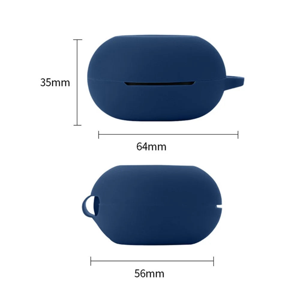 Dust-proof Wireless Bluetooth-compatible Earphones Case for Oraimo Airbuds 3, Soft Silicone Cover with Anti-lost Buckle - Dark Blue - 5