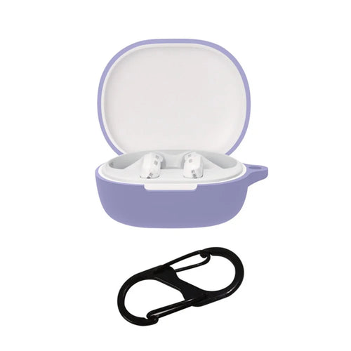 Protective Shell for Xiaomi Redmi Buds 4 Youth Edition, Wireless Bluetooth-compatible Earphones Anti-scratch Silicone Cover with Anti-lost Buckle - Purple - 1