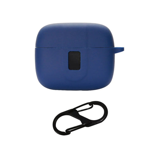 Wireless Bluetooth-compatible Earphones Case for TAGRY X08, Soft Silicone Cover with Anti-lost Buckle - Dark Blue - 1