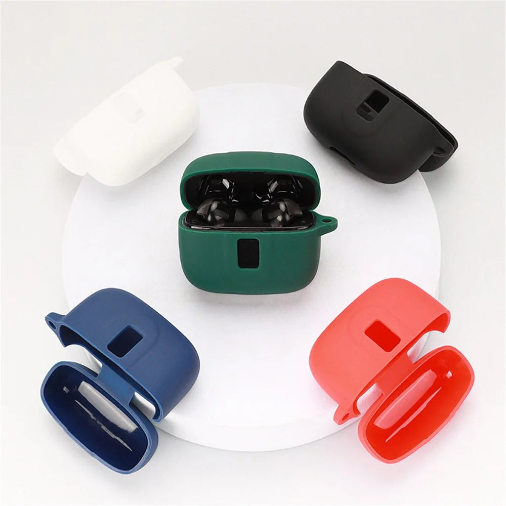 Wireless Bluetooth-compatible Earphones Case for TAGRY X08, Soft Silicone Cover with Anti-lost Buckle - Dark Blue - 3