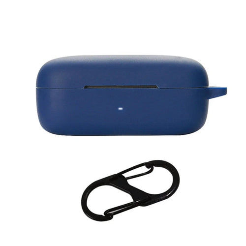 For EarFun Free Pro 2 Wireless Bluetooth-compatible Earphones Case with Anti-lost Buckle, Shockproof Silicone Cover - Dark Blue - 1