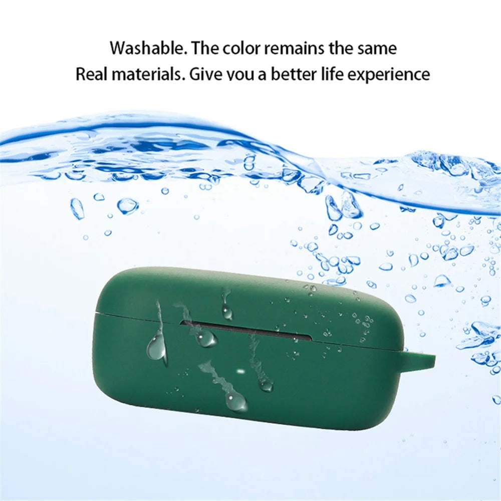 For EarFun Free Pro 2 Wireless Bluetooth-compatible Earphones Case with Anti-lost Buckle, Shockproof Silicone Cover - Dark Blue - 2