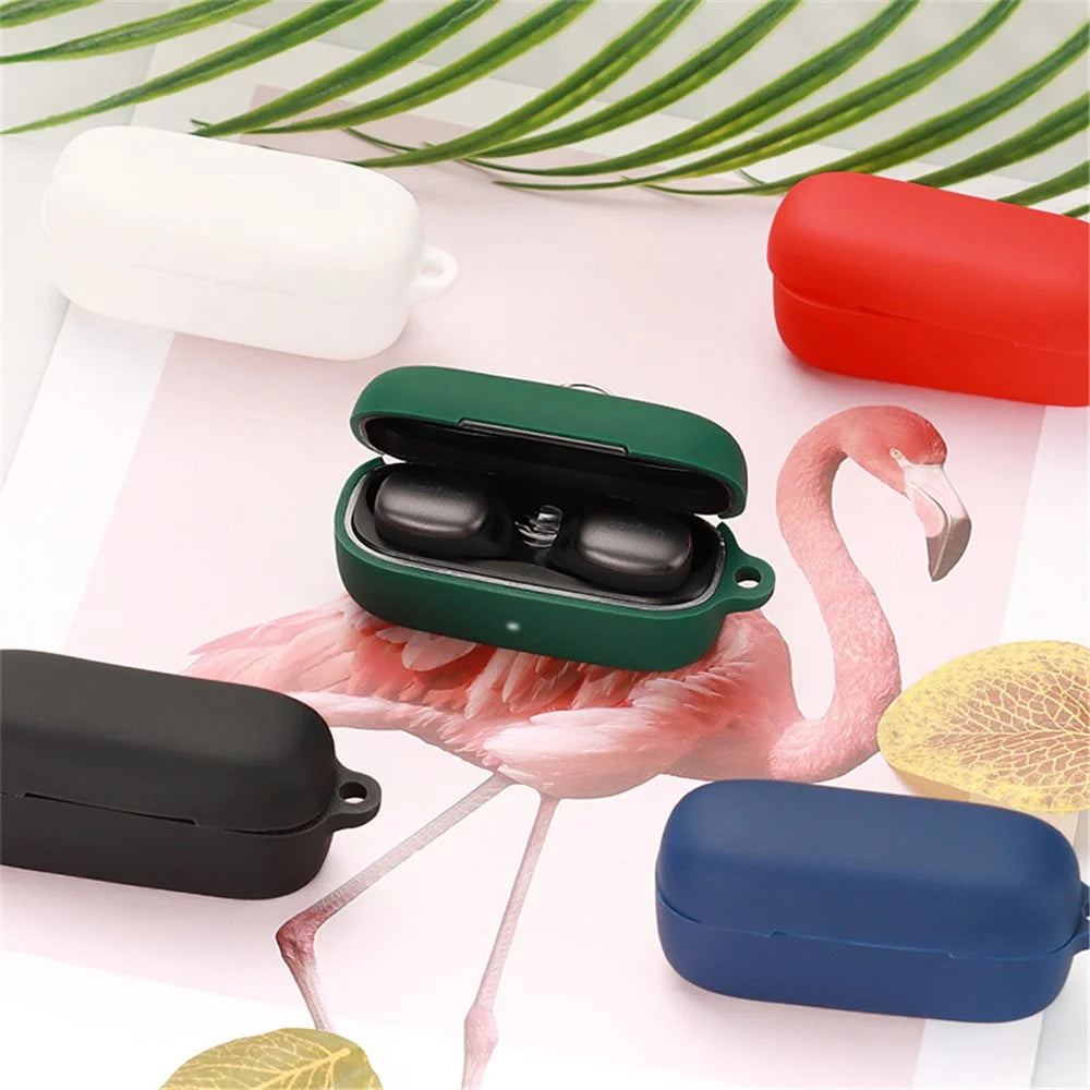 For EarFun Free Pro 2 Wireless Bluetooth-compatible Earphones Case with Anti-lost Buckle, Shockproof Silicone Cover - Dark Blue - 3