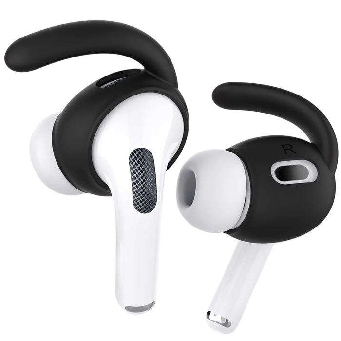 AHASTYLE PT189 3 Pairs Ear Hooks for AirPods Pro 2 Anti-Skid Earhook Silicone Ear Tips with Storage Case (Size: L) - Black - 2
