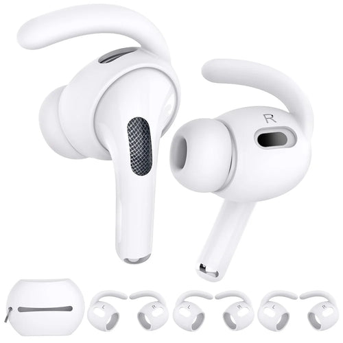 AHASTYLE PT189 3 Pairs S Size Earphone Tips for Apple AirPods Pro 2, Soft Silicone Anti-slip Earbuds Sleeve Anti-lost Earhook Eartips - White - 1