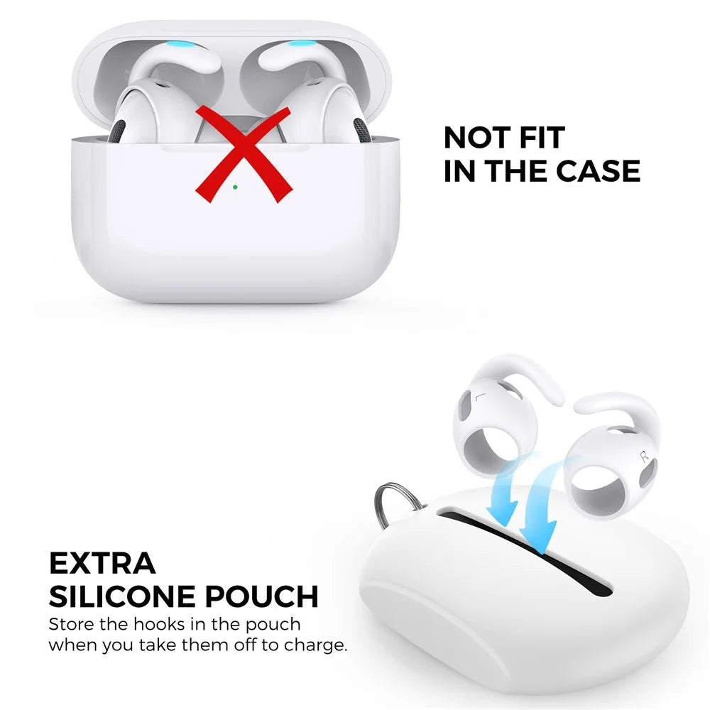 AHASTYLE PT189 3 Pairs S Size Earphone Tips for Apple AirPods Pro 2, Soft Silicone Anti-slip Earbuds Sleeve Anti-lost Earhook Eartips - White - 5