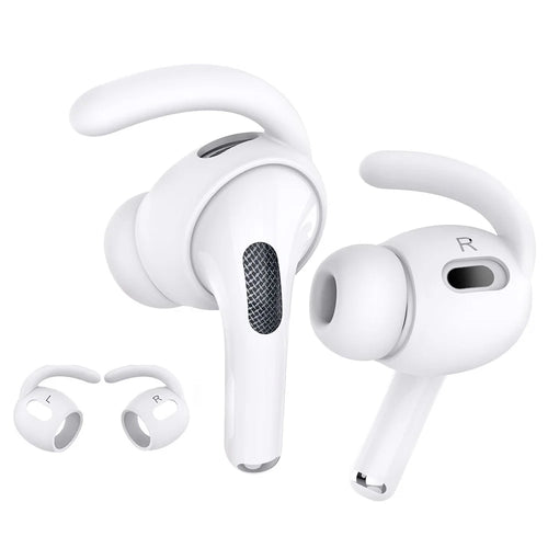 AHASTYLE PT189 1 Pair S Size Earphone Earhook Tips for Apple AirPods Pro 2, Soft Silicone Anti-slip Anti-lost Earbuds Cover Eartips - White - 1