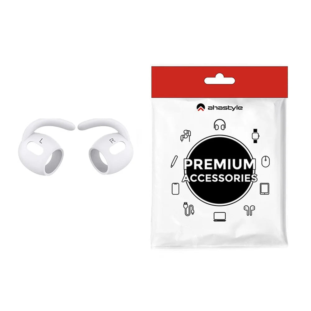 AHASTYLE PT189 1 Pair S Size Earphone Earhook Tips for Apple AirPods Pro 2, Soft Silicone Anti-slip Anti-lost Earbuds Cover Eartips - White - 7