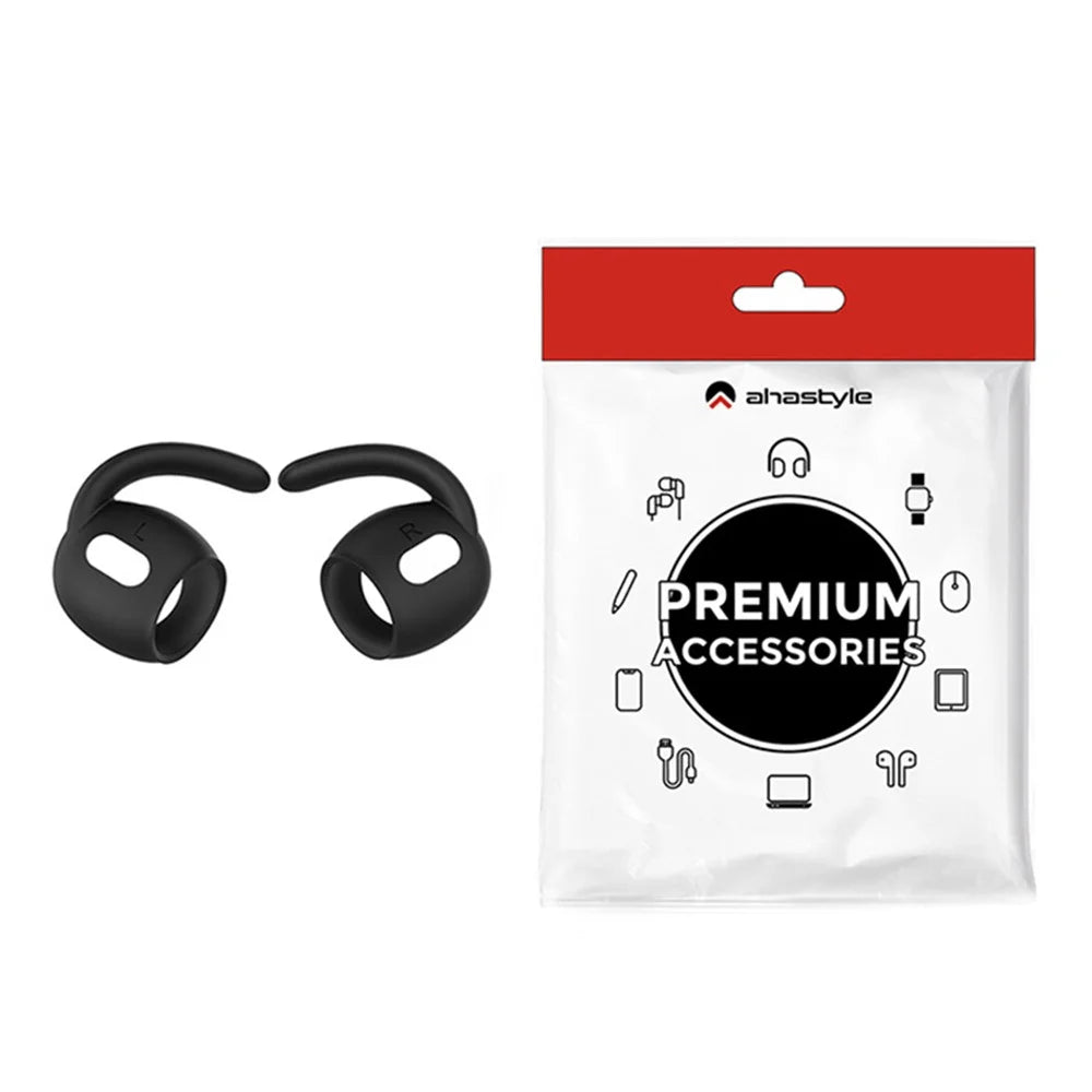 AHASTYLE PT189 Anti-Skid Ear Hooks for AirPods Pro 2, Silicone Earhook 1 Pairs Anti-Lost Ear Tips (Size: L) - Black - 7