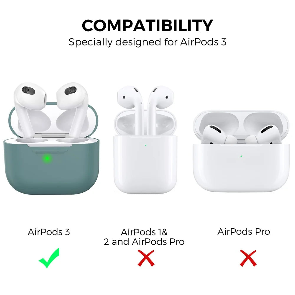 AHASTYLE PT176 For Apple AirPods 3 Silicone Protective Case Bluetooth-compatible Earphone Anti-drop Cover with Anti-dust Charging Port Plug - Green - 2