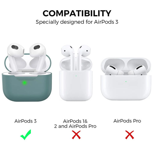 AHASTYLE PT176 For Apple AirPods 3 Silicone Protective Case Bluetooth-compatible Earphone Anti-drop Cover with Anti-dust Charging Port Plug - Green - 2