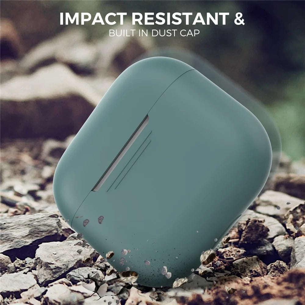 AHASTYLE PT176 For Apple AirPods 3 Silicone Protective Case Bluetooth-compatible Earphone Anti-drop Cover with Anti-dust Charging Port Plug - Green - 5