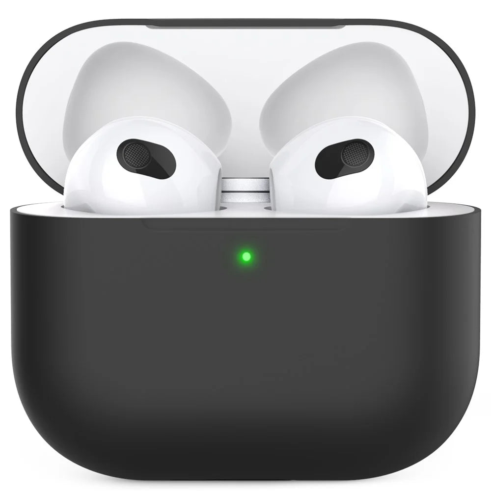 AHASTYLE PT147 For Apple AirPods 3 Splittable Silicone Protective Case Bluetooth-compatible Earphone Anti-drop Anti-dust Cover - Black - 2