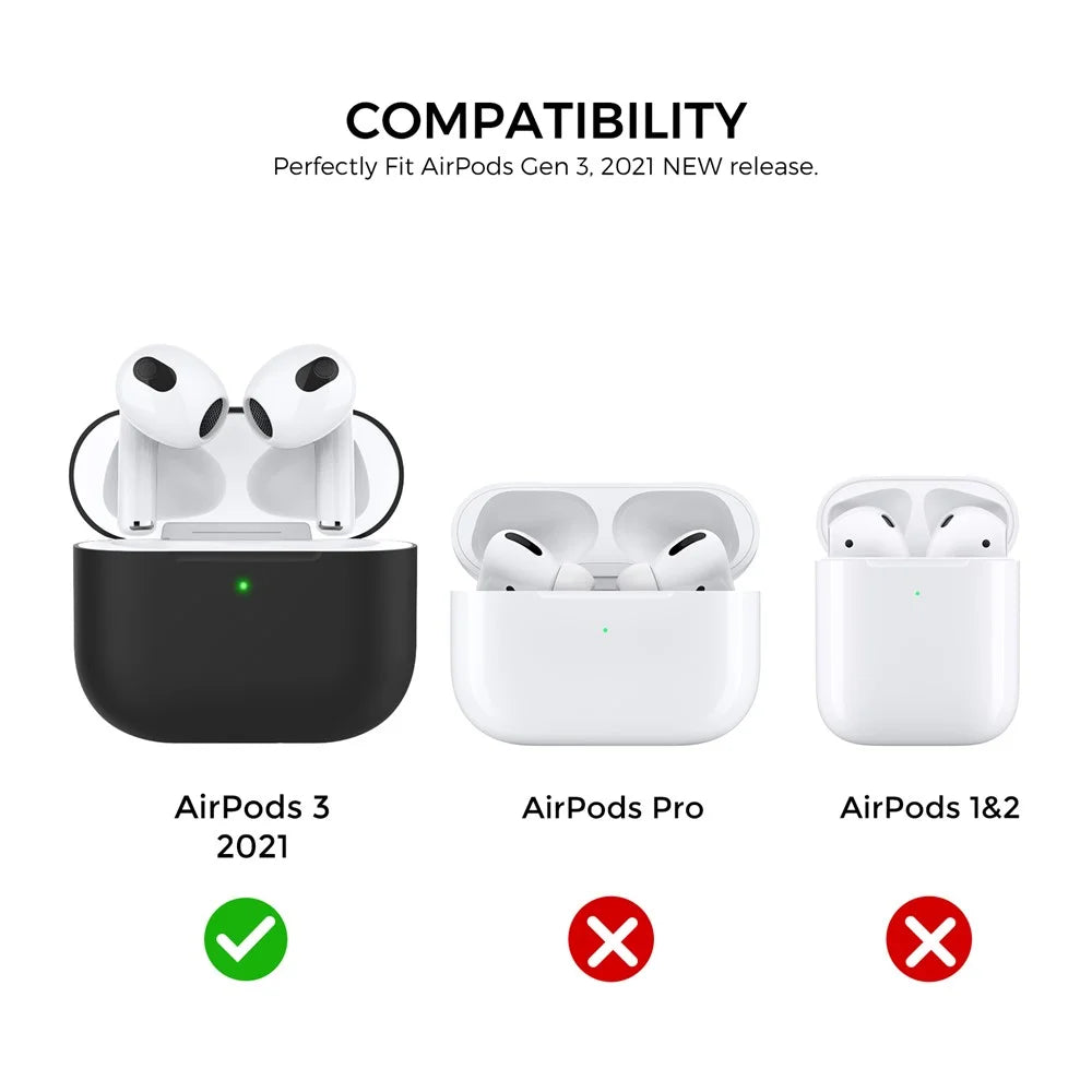 AHASTYLE PT147 For Apple AirPods 3 Splittable Silicone Protective Case Bluetooth-compatible Earphone Anti-drop Anti-dust Cover - Black - 3