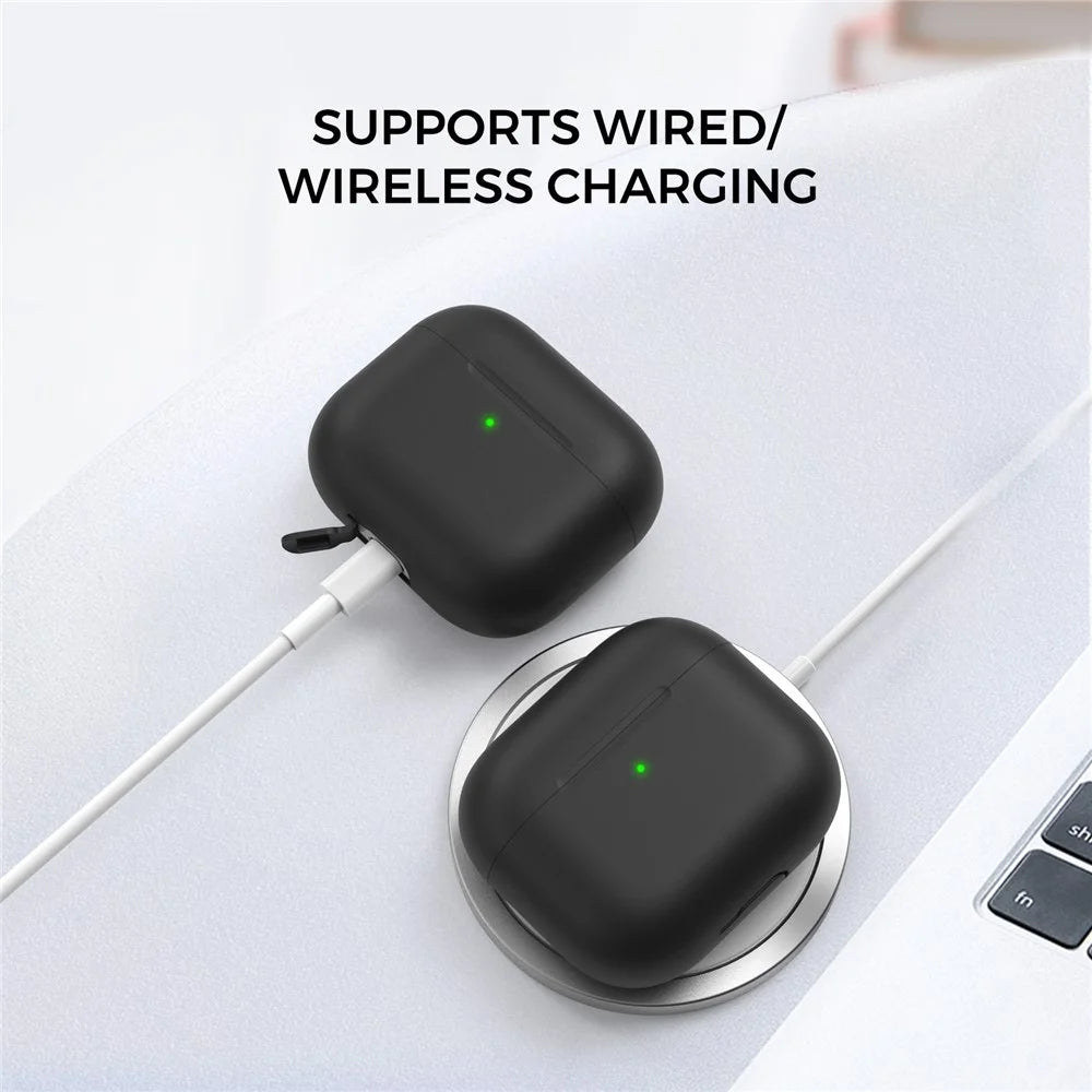 AHASTYLE PT147 For Apple AirPods 3 Splittable Silicone Protective Case Bluetooth-compatible Earphone Anti-drop Anti-dust Cover - Black - 4