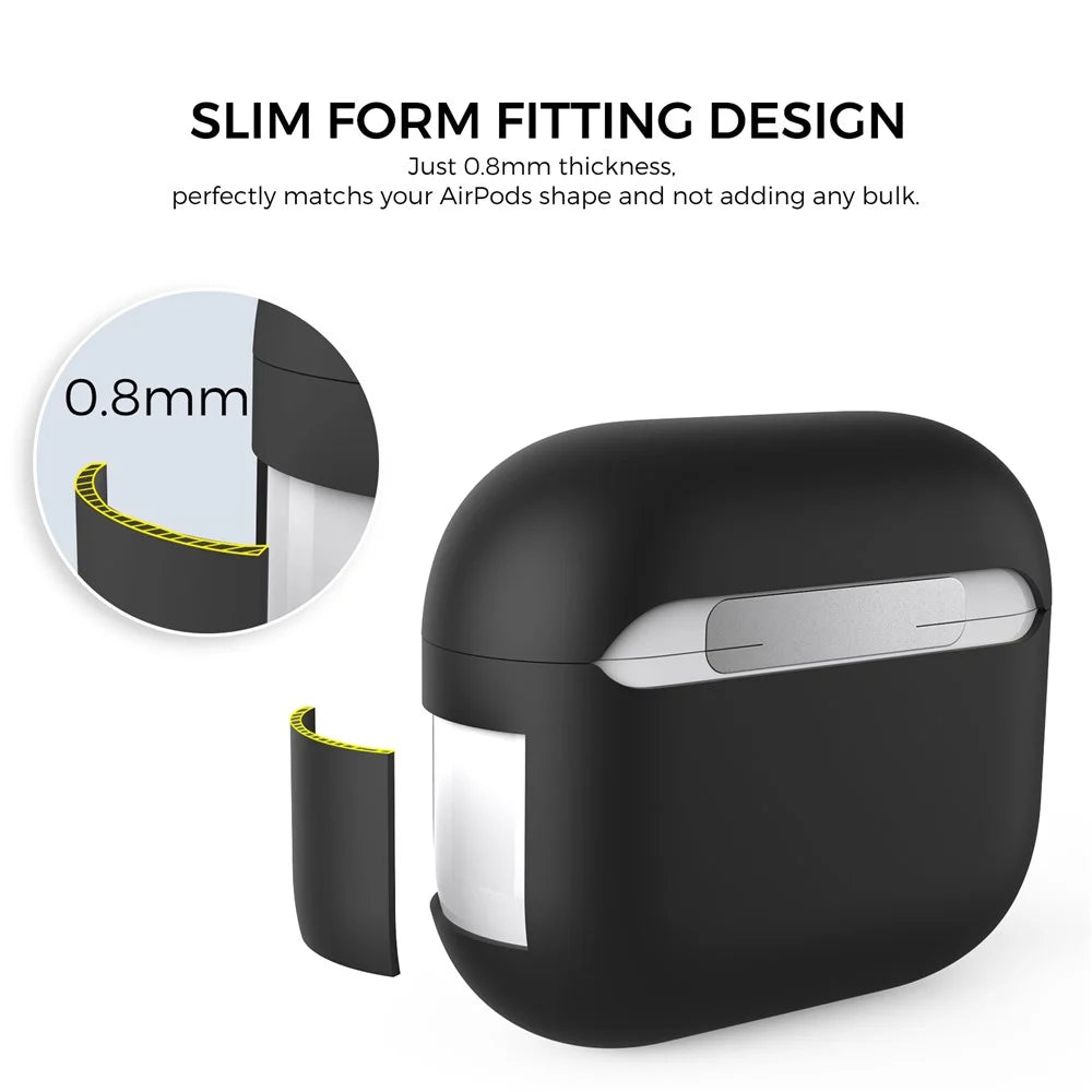 AHASTYLE PT147 For Apple AirPods 3 Splittable Silicone Protective Case Bluetooth-compatible Earphone Anti-drop Anti-dust Cover - Black - 5