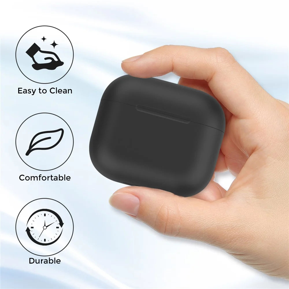 AHASTYLE PT147 For Apple AirPods 3 Splittable Silicone Protective Case Bluetooth-compatible Earphone Anti-drop Anti-dust Cover - Black - 6