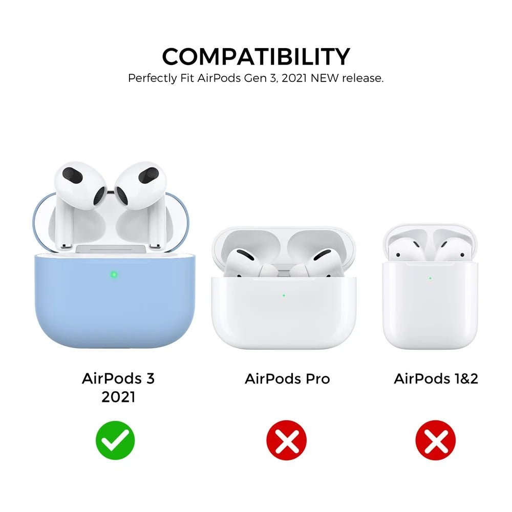 AHASTYLE PT147-2 Silicone Cover for Apple AirPods 3 Case Dual Color TWS Headset Protective Case (2 Caps + 1 Body) - Sky Blue / Yellow - 2
