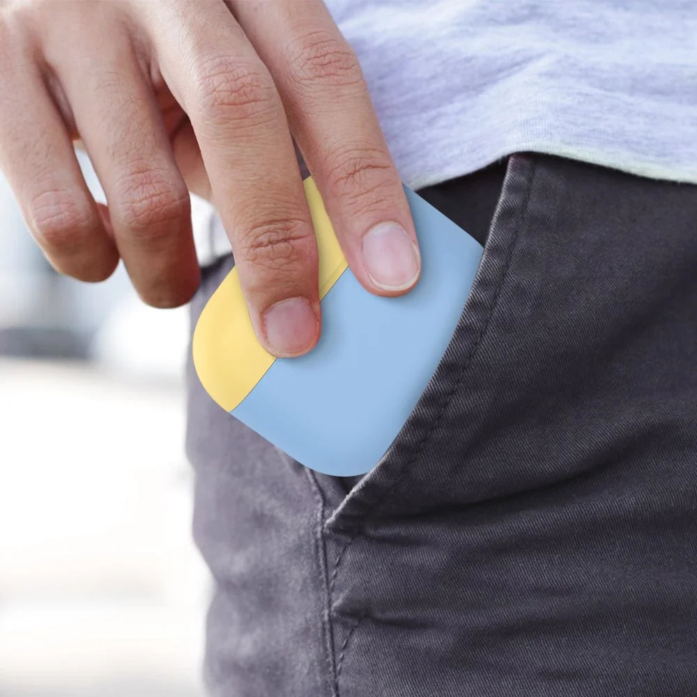 AHASTYLE PT147-2 Silicone Cover for Apple AirPods 3 Case Dual Color TWS Headset Protective Case (2 Caps + 1 Body) - Sky Blue / Yellow - 5