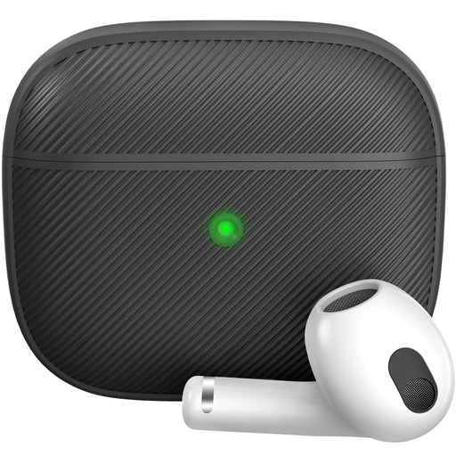 AHASTYLE PT177 For Apple AirPods 3 Stripe Design Bluetooth-compatible Earphone Drop-proof Cover  Splittable Soft Silicone Protective Case - Black - 1