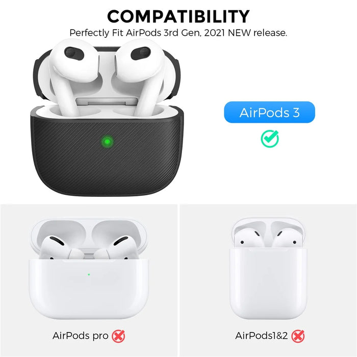 AHASTYLE PT177 For Apple AirPods 3 Stripe Design Bluetooth-compatible Earphone Drop-proof Cover  Splittable Soft Silicone Protective Case - Black - 2