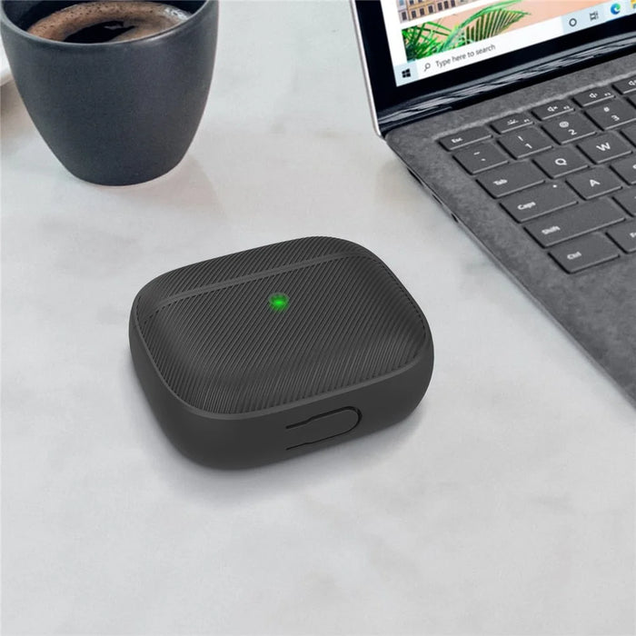 AHASTYLE PT177 For Apple AirPods 3 Stripe Design Bluetooth-compatible Earphone Drop-proof Cover  Splittable Soft Silicone Protective Case - Black - 6
