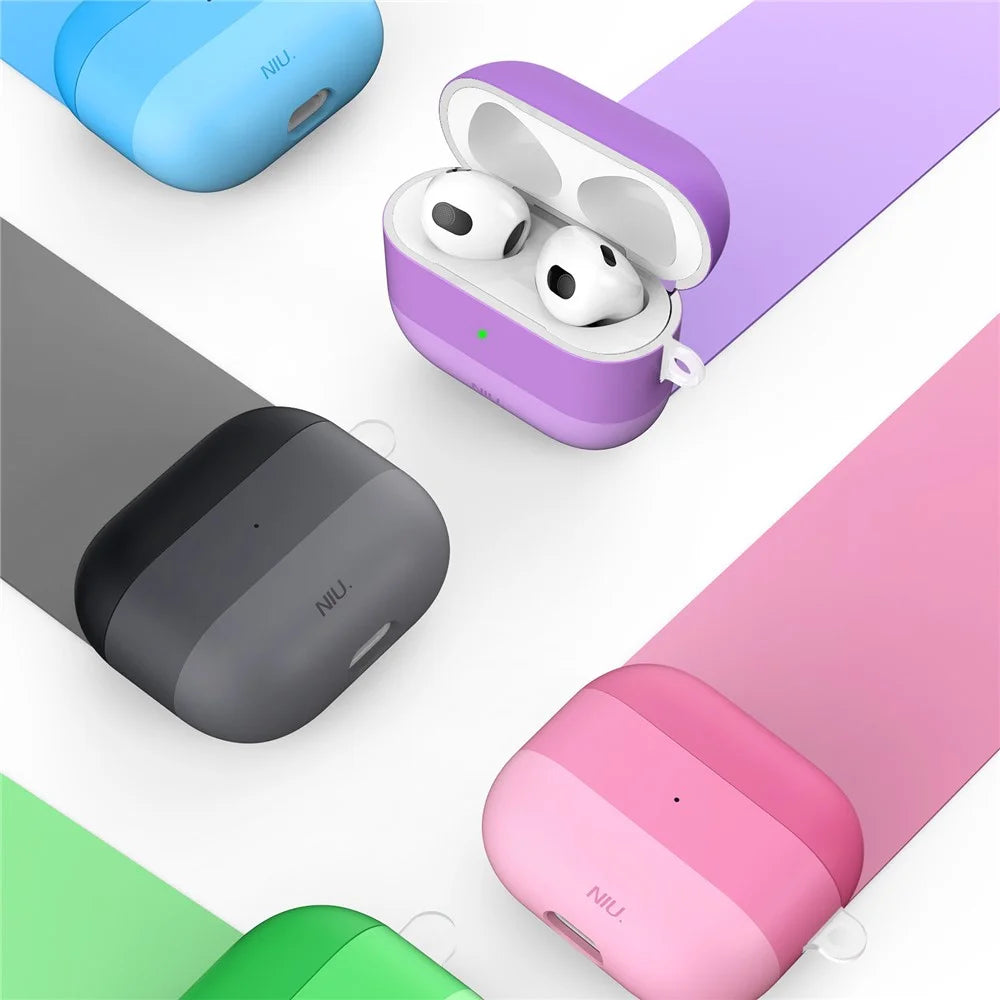 AHASTYLE PT-LC142-3-GT For Apple AirPods 3 IMD Gradient Color Drop-proof Cover Splittable Bluetooth-compatible Earphone TPU Protective Case - Gradient Green - 6