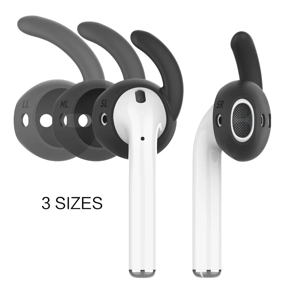 AHASTYLE PT60 3 Pairs S / M / L Size Earhook Eartips for Apple AirPods 1 / 2, Soft Silicone Earphone Anti-lost Anti-slip Earbuds Cover - Black - 2