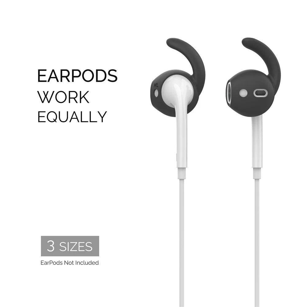 AHASTYLE PT60 3 Pairs S / M / L Size Earhook Eartips for Apple AirPods 1 / 2, Soft Silicone Earphone Anti-lost Anti-slip Earbuds Cover - Black - 7