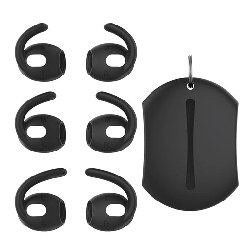 AHASTYLE PT60-3 3 Pairs S / M / L Size In-ear Earphone Eartips for Apple AirPods 3, Soft Silicone Anti-lost Earhook Earbuds Cover - Black - 1