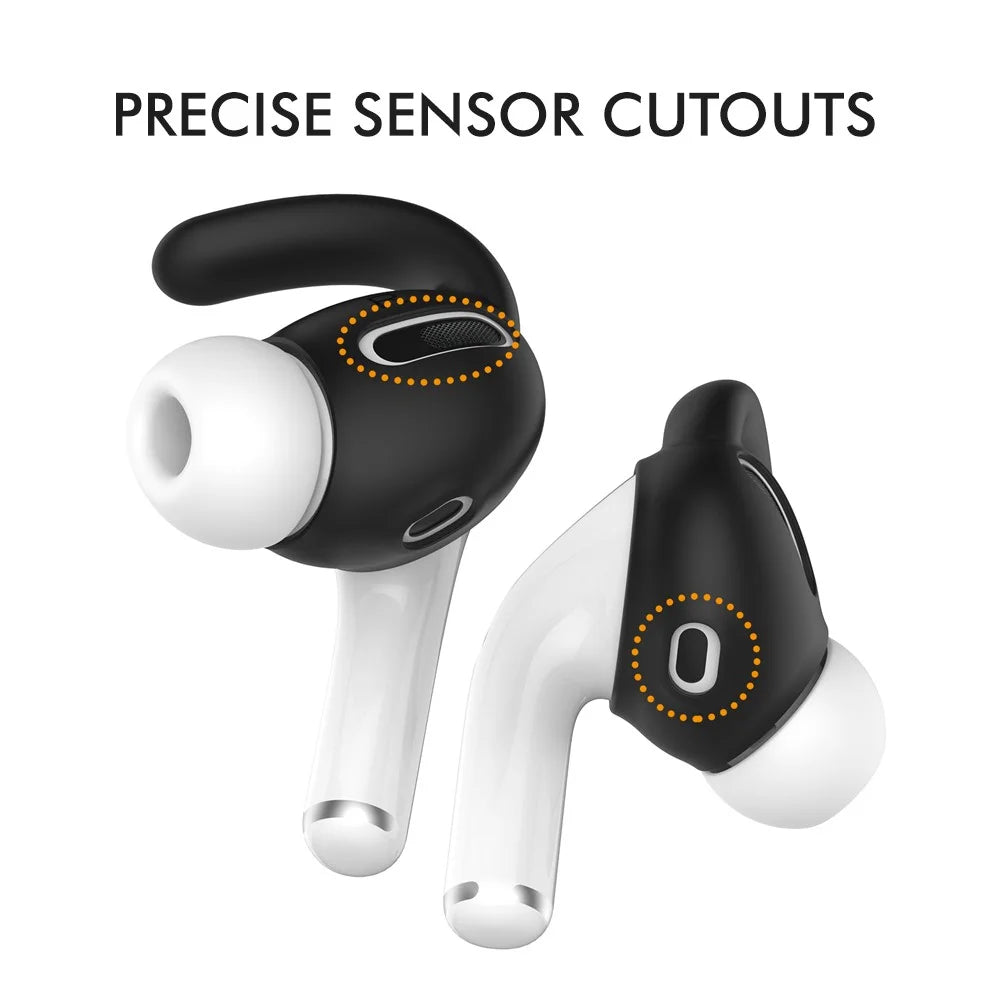 AHASTYLE PT60-Pro 3 Pairs Silicone Ear Hooks for AirPods Pro Anti-Skid Earhook Anti-Lost Ear Tips with Storage Case - Black - 6