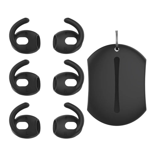 AHASTYLE PT60-3 3 Pairs Ear Hooks for AirPods 3 Anti-Skid Earhook Design Silicone Ear Tips with Storage Box (Size: S) - Black - 1