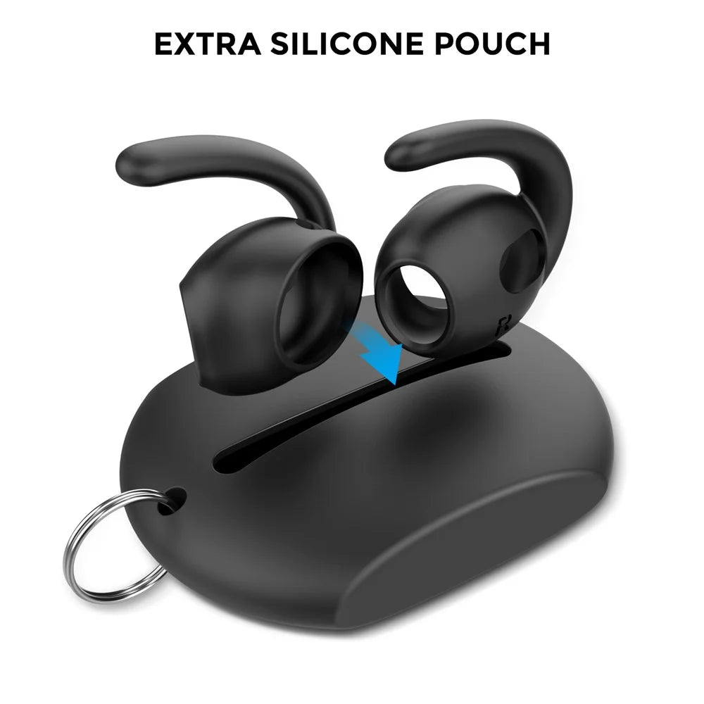 AHASTYLE PT60-3 3 Pairs Ear Hooks for AirPods 3 Anti-Skid Earhook Design Silicone Ear Tips with Storage Box (Size: S) - Black - 4