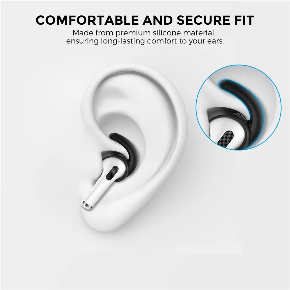 AHASTYLE PT60-3 3 Pairs Ear Hooks for AirPods 3 Anti-Skid Earhook Design Silicone Ear Tips with Storage Box (Size: S) - Black - 5