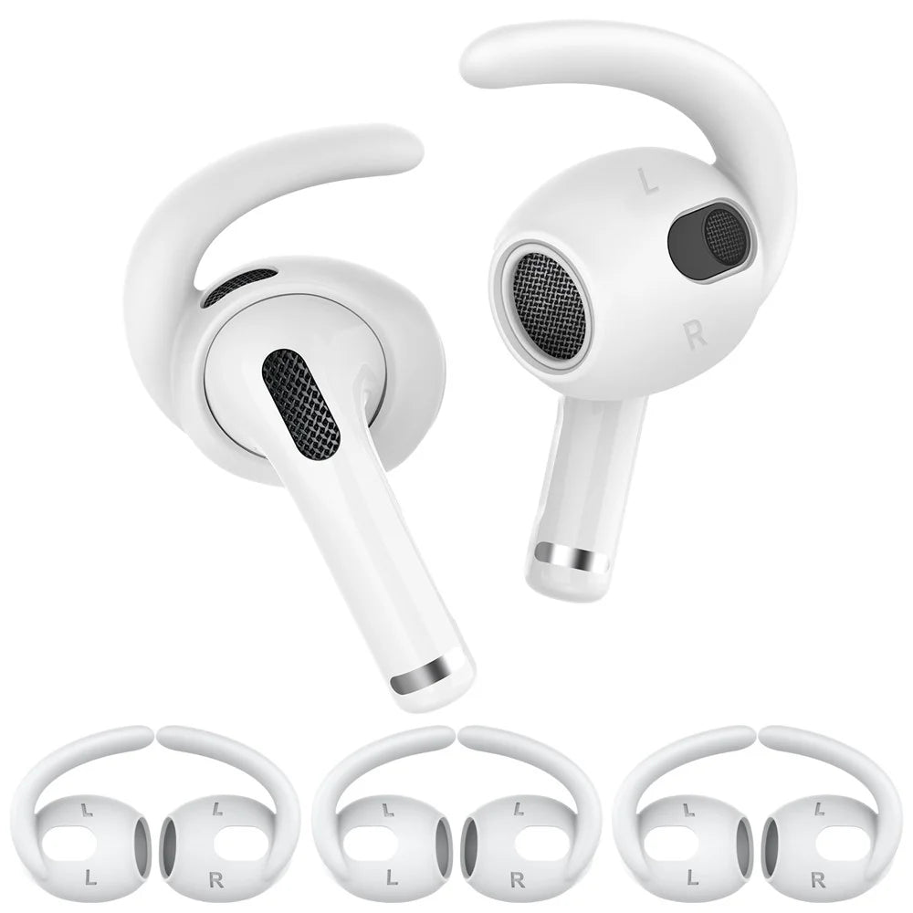 AHASTYLE PT60-3 3 Pairs L Size Earphone Tips for Apple AirPods 3, Anti-slip Earbuds Cover Soft Silicone Anti-lost Earhook Eartips - White - 1