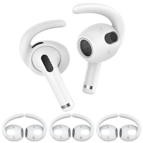 AHASTYLE PT60-3 3 Pairs L Size Earphone Tips for Apple AirPods 3, Anti-slip Earbuds Cover Soft Silicone Anti-lost Earhook Eartips - White - 1