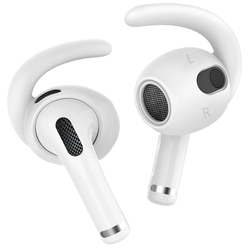 AHASTYLE PT60-3 3 Pairs L Size Earphone Tips for Apple AirPods 3, Anti-slip Earbuds Cover Soft Silicone Anti-lost Earhook Eartips - White - 2