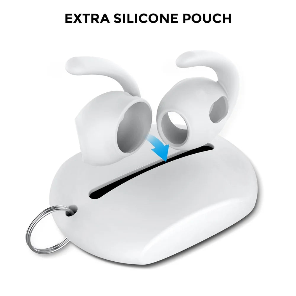 AHASTYLE PT60-3 3 Pairs L Size Earphone Tips for Apple AirPods 3, Anti-slip Earbuds Cover Soft Silicone Anti-lost Earhook Eartips - White - 4