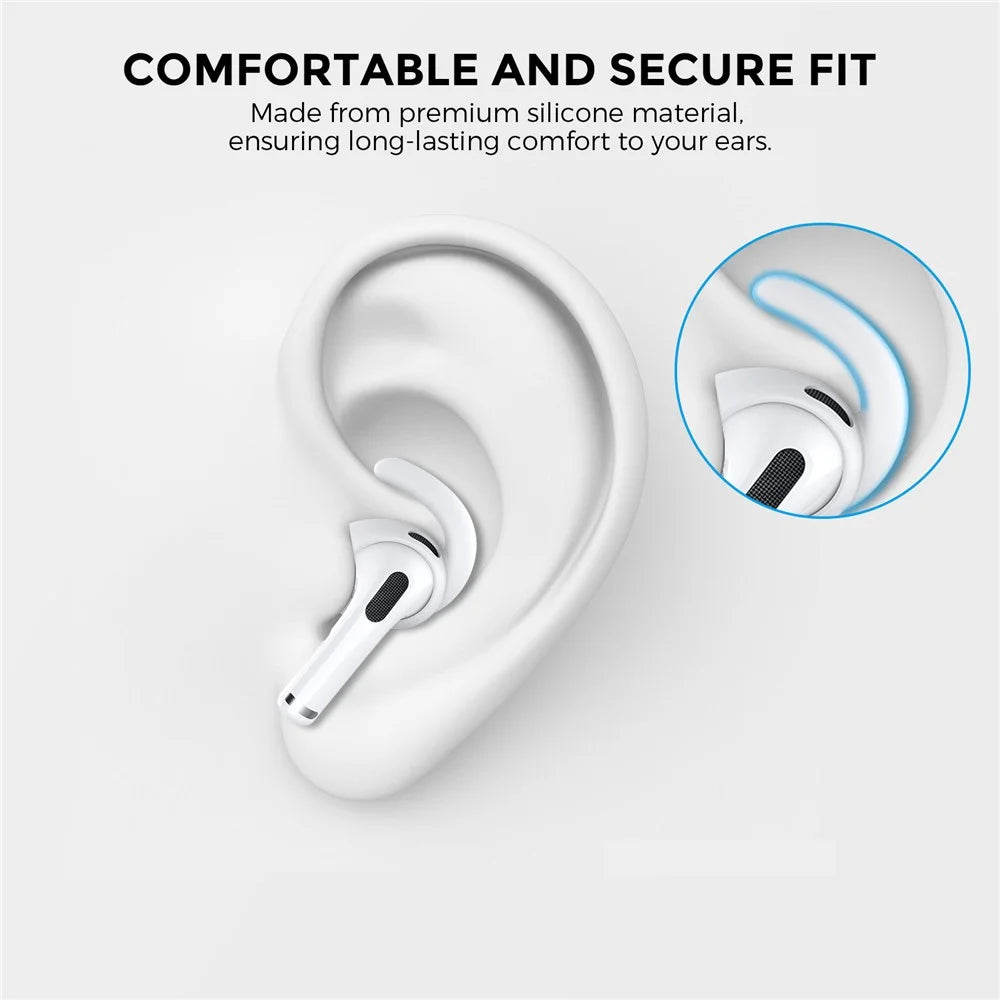 AHASTYLE PT60-3 3 Pairs L Size Earphone Tips for Apple AirPods 3, Anti-slip Earbuds Cover Soft Silicone Anti-lost Earhook Eartips - White - 6